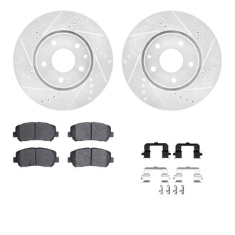 R1 Concepts® - eLINE Series Drilled and Slotted Front Brake Kit with Ceramic Pads