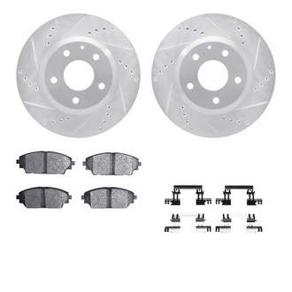 R1 Concepts® - eLINE Series Drilled and Slotted Front Brake Kit with Ceramic Pads