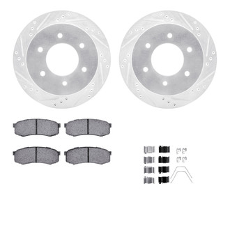 R1 Concepts® - eLINE Series Drilled and Slotted Rear Brake Kit with Ceramic Pads
