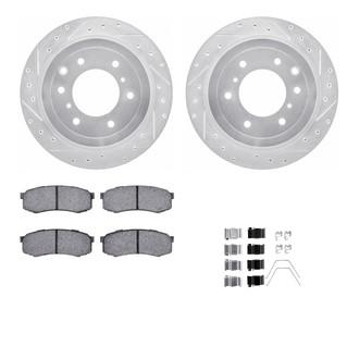 R1 Concepts® - eLINE Series Drilled and Slotted Rear Brake Kit with Ceramic Pads