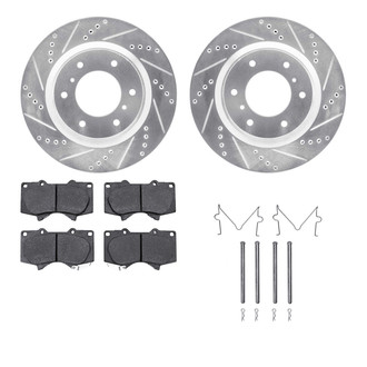 R1 Concepts® - eLINE Series Drilled and Slotted Front Brake Kit with Ceramic Pads
