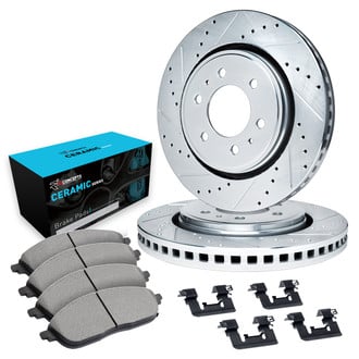 R1 Concepts® - Drilled and Slotted Front Brake Kit with Ceramic Pads