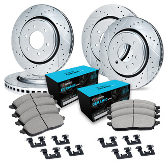 R1 Concepts® - Drilled and Slotted Front and Rear Brake Kit with Ceramic Pads