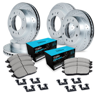 R1 Concepts® - Drilled and Slotted Front and Rear Brake Kit with Ceramic Pads