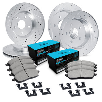 R1 Concepts® - Drilled and Slotted Front and Rear Brake Kit with Ceramic Pads