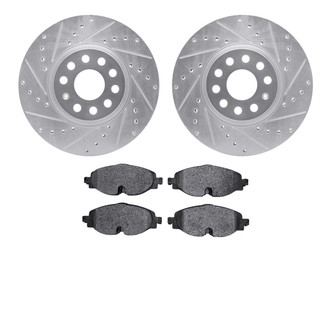 R1 Concepts® - eLINE Series Drilled and Slotted Front Brake Kit with Ceramic Pads