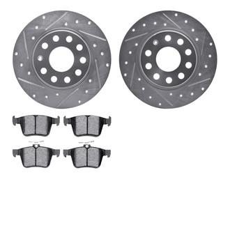 R1 Concepts® - eLINE Series Drilled and Slotted Rear Brake Kit with Ceramic Pads