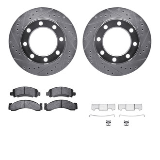 R1 Concepts® - Drilled and Slotted Front Brake Kit with Super Duty Pads