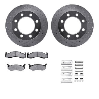 R1 Concepts® - Drilled and Slotted Front Brake Kit with Super Duty Pads