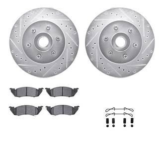 R1 Concepts® - Drilled and Slotted Front Brake Kit with Super Duty Pads