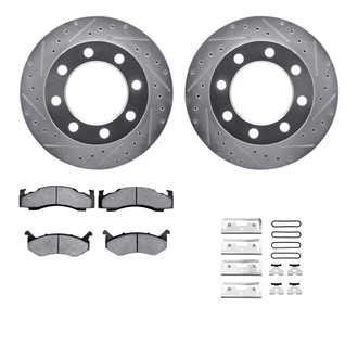 R1 Concepts® - Drilled and Slotted Front Brake Kit with Super Duty Pads