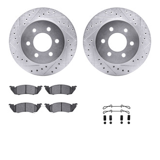 R1 Concepts® WGXH1-40149 - Drilled and Slotted Front Brake Kit with Super Duty Pads