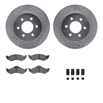 R1 Concepts® WGXH1-40150 - Drilled and Slotted Front Brake Kit with Super Duty Pads