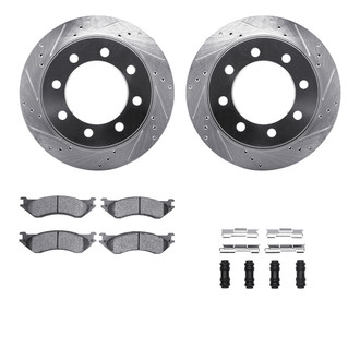 R1 Concepts® - Drilled and Slotted Rear Brake Kit with Super Duty Pads