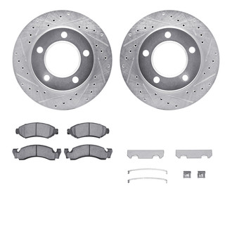 R1 Concepts® - Drilled and Slotted Front Brake Kit with Super Duty Pads