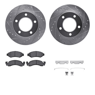 R1 Concepts® - Drilled and Slotted Front Brake Kit with Super Duty Pads