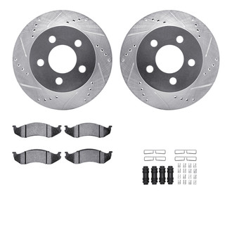 R1 Concepts® WGXH1-42098 - Drilled and Slotted Front Brake Kit with Super Duty Pads