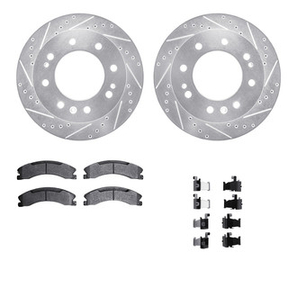 R1 Concepts® - Drilled and Slotted Front Brake Kit with Super Duty Pads