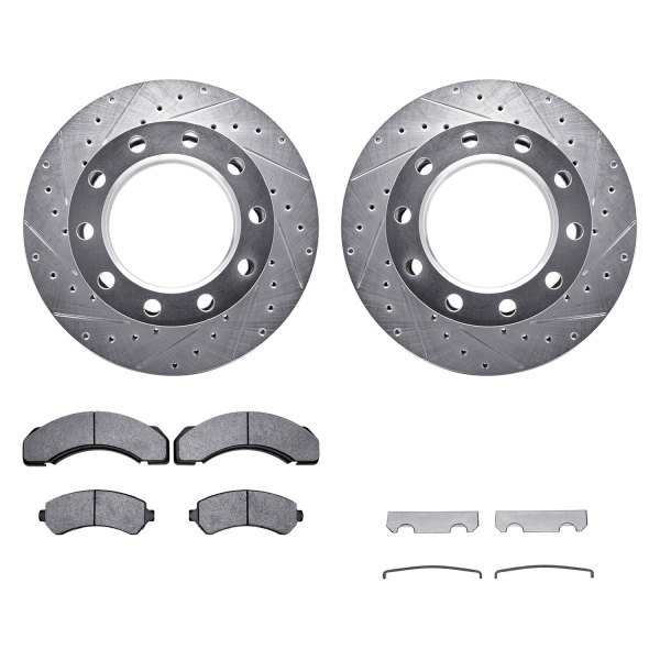  R1 Concepts® - Drilled and Slotted Rear Brake Kit with Super Duty Pads