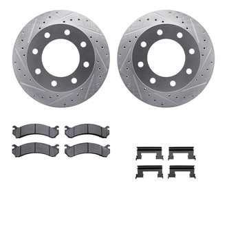 R1 Concepts® - Drilled and Slotted Front Brake Kit with Super Duty Pads