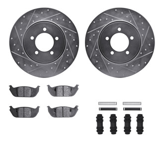 R1 Concepts® - Drilled and Slotted Rear Brake Kit with Super Duty Pads