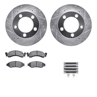 R1 Concepts® WGXH1-99093 - Drilled and Slotted Front Brake Kit with Super Duty Pads