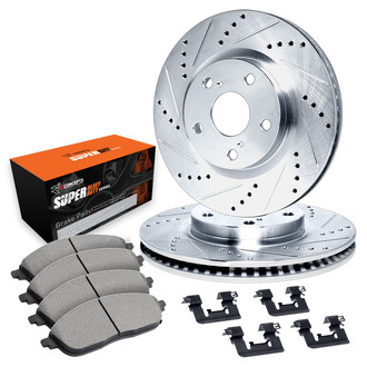 R1 Concepts® - Drilled and Slotted Front Brake Kit with Super Duty Pads