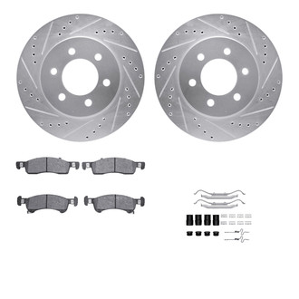 R1 Concepts® - Drilled and Slotted Front Brake Kit with Super Duty Pads