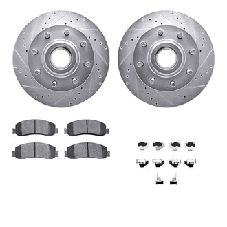 R1 Concepts® - Drilled and Slotted Front Brake Kit with Super Duty Pads