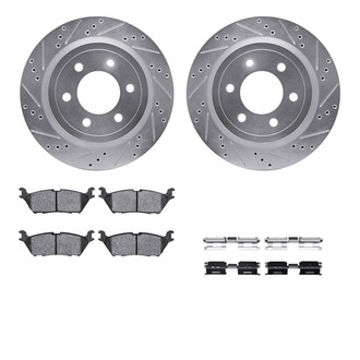 R1 Concepts® - Drilled and Slotted Rear Brake Kit with Super Duty Pads