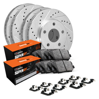 R1 Concepts® - Drilled and Slotted Front and Rear Brake Kit with Super Duty Pads