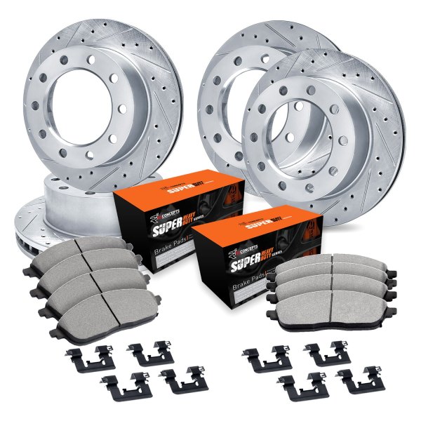  R1 Concepts® - Drilled and Slotted Front and Rear Brake Kit with Super Duty Pads