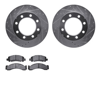 R1 Concepts® - Drilled and Slotted Front Brake Kit with Super Duty Pads