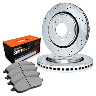 R1 Concepts® - Drilled and Slotted Front Brake Kit with Super Duty Pads