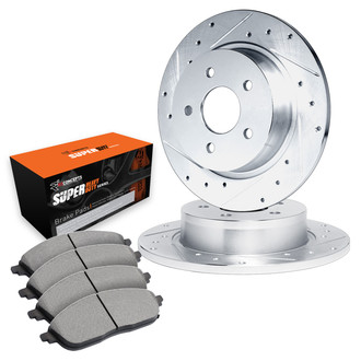 R1 Concepts® - Drilled and Slotted Rear Brake Kit with Super Duty Pads
