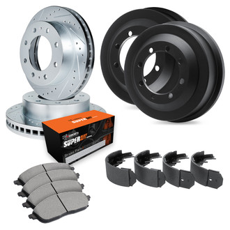 R1 Concepts® - Drilled and Slotted Front and Rear Brake Kit with Super Duty Pads