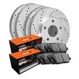 R1 Concepts® WGXN2-54160 - Drilled and Slotted Front and Rear Brake Kit with Super Duty Pads