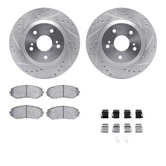 R1 Concepts® - Drilled and Slotted Front Brake Kit with Semi-Metalic Pads