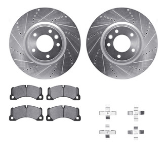 R1 Concepts® - Drilled and Slotted Front Brake Kit with Semi-Metalic Pads