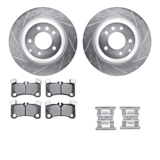 R1 Concepts® - Drilled and Slotted Rear Brake Kit with Semi-Metalic Pads