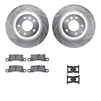 R1 Concepts® - Drilled and Slotted Rear Brake Kit with Semi-Metalic Pads