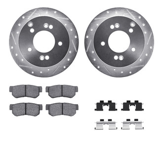 R1 Concepts® - Drilled and Slotted Rear Brake Kit with Semi-Metalic Pads
