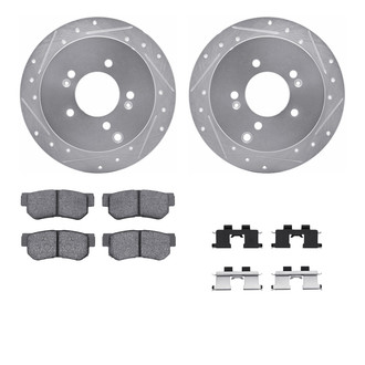 R1 Concepts® - Drilled and Slotted Rear Brake Kit with Semi-Metalic Pads