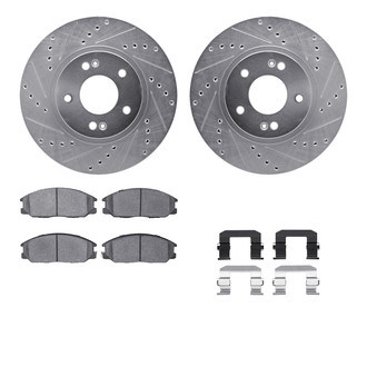 R1 Concepts® - Drilled and Slotted Front Brake Kit with Semi-Metalic Pads