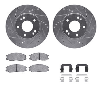 R1 Concepts® - Drilled and Slotted Front Brake Kit with Semi-Metalic Pads