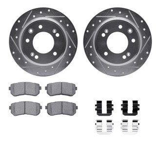 R1 Concepts® - Drilled and Slotted Rear Brake Kit with Semi-Metalic Pads