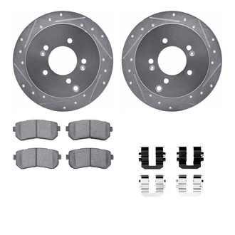 R1 Concepts® - Drilled and Slotted Rear Brake Kit with Semi-Metalic Pads