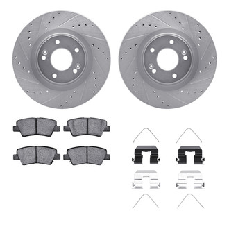 R1 Concepts® - Drilled and Slotted Rear Brake Kit with Semi-Metalic Pads