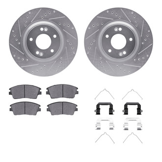 R1 Concepts® - Drilled and Slotted Front Brake Kit with Semi-Metalic Pads