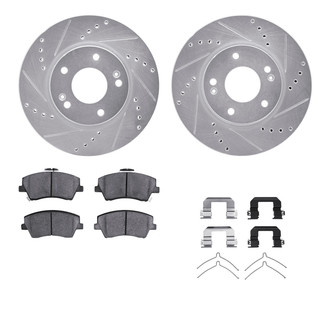 R1 Concepts® - Drilled and Slotted Front Brake Kit with Semi-Metalic Pads